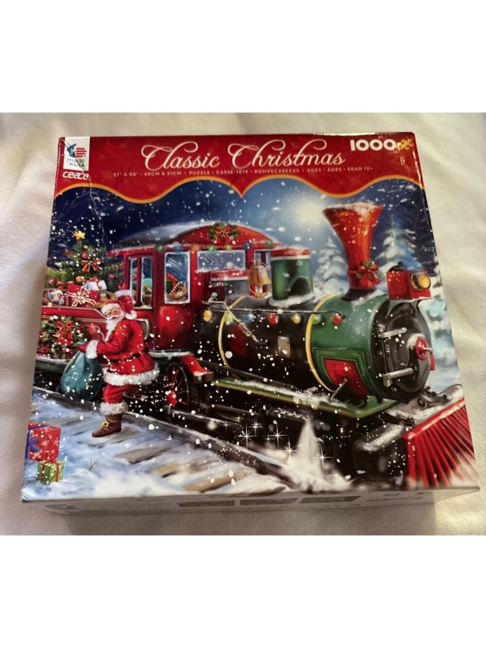 Train Scene Classic Christmas 1000-Piece Jigsaw Puzzle By Ceaco 27" X 20" Santa